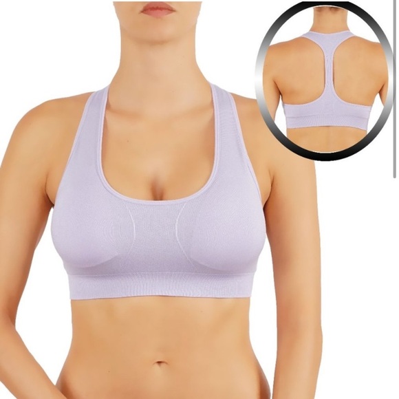 NIP Lavender T-Back High Impact Racerback Padded Push Up Sports Bra - Picture 1 of 6